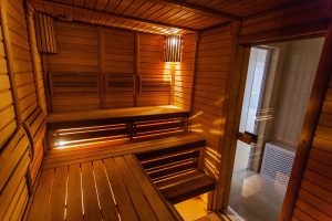 Sauna mit gemütlichem Ambiente